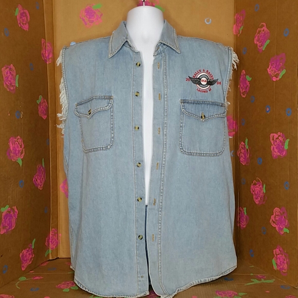 Vintage 2004 Laconia NH Denim Vest Jacket Size XL - Picture 3 of 10